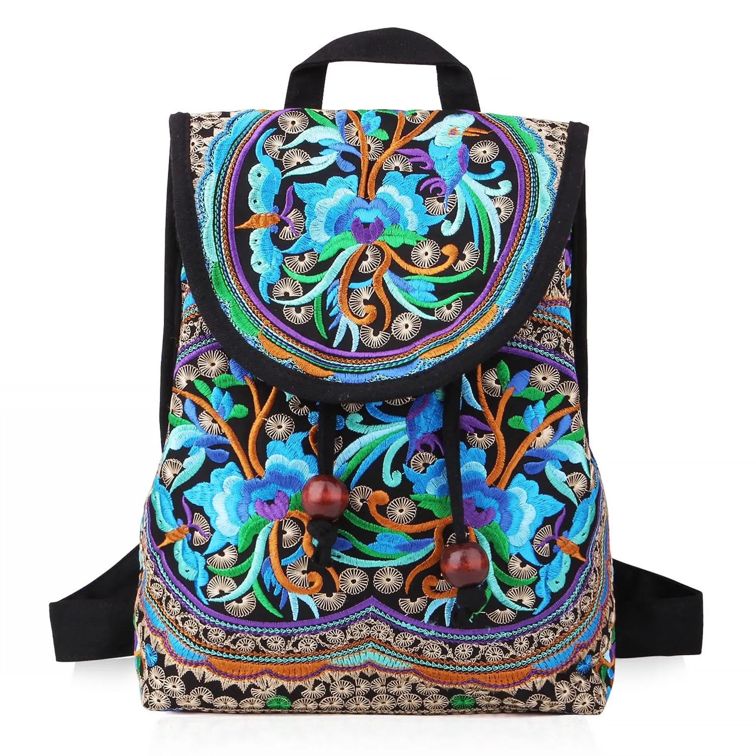 Vintage Embroidered Backpack Purse
