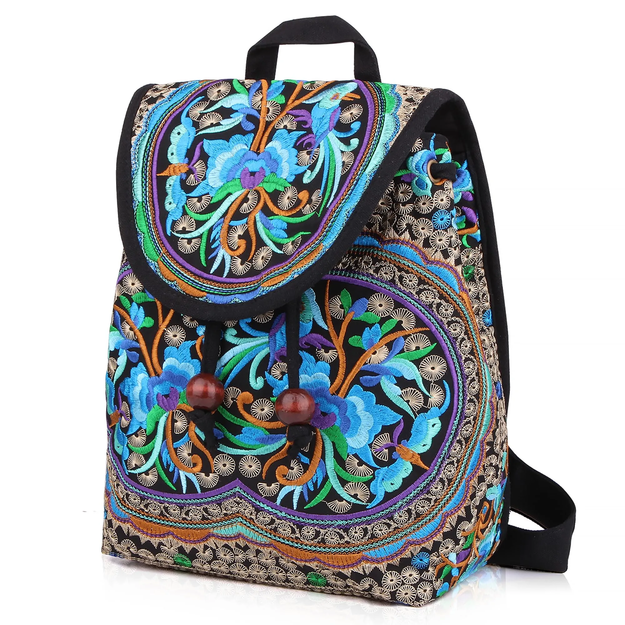 Vintage Embroidered Backpack Purse