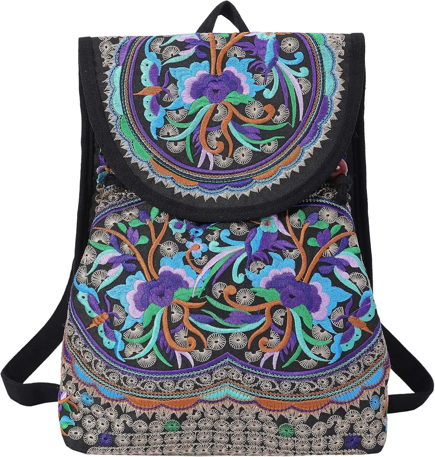 Vintage Embroidered Women Backpacks Boho Backpack Purse Ethnic Travel Shoulder Bag for Women