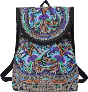 Vintage Embroidered Women Backpacks Boho Backpack Purse Ethnic Travel Shoulder Bag for Women