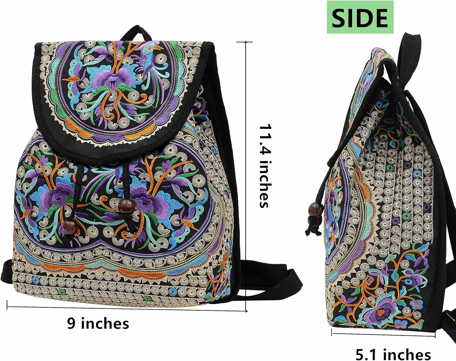 Vintage Embroidered Women Backpacks Boho Backpack Purse Ethnic Travel Shoulder Bag for Women