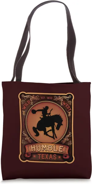 Vintage Humble Texas Rodeo Cowboy Western Souvenir Tote Bag