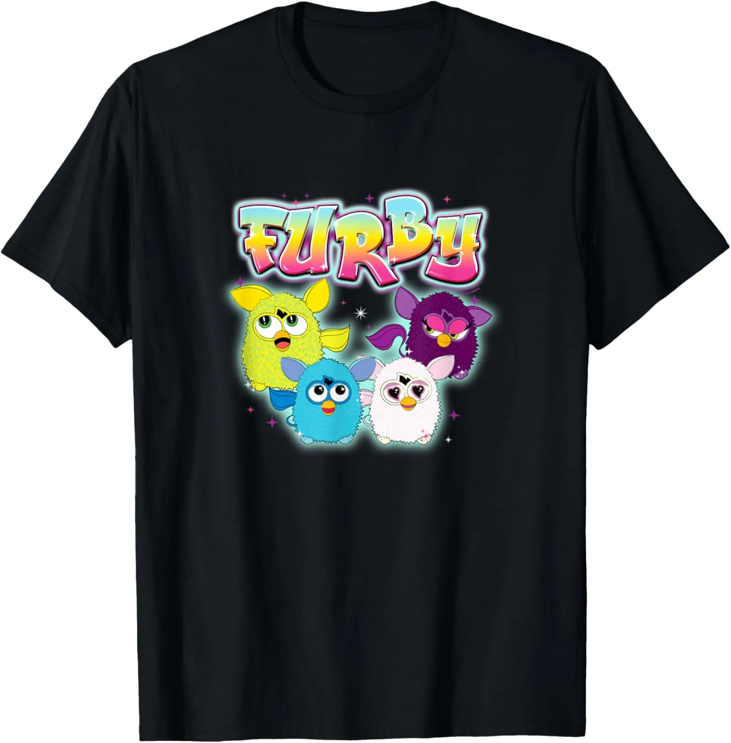 Vintage Neon Rainbow Graffiti Style Group Poster T-Shirt
