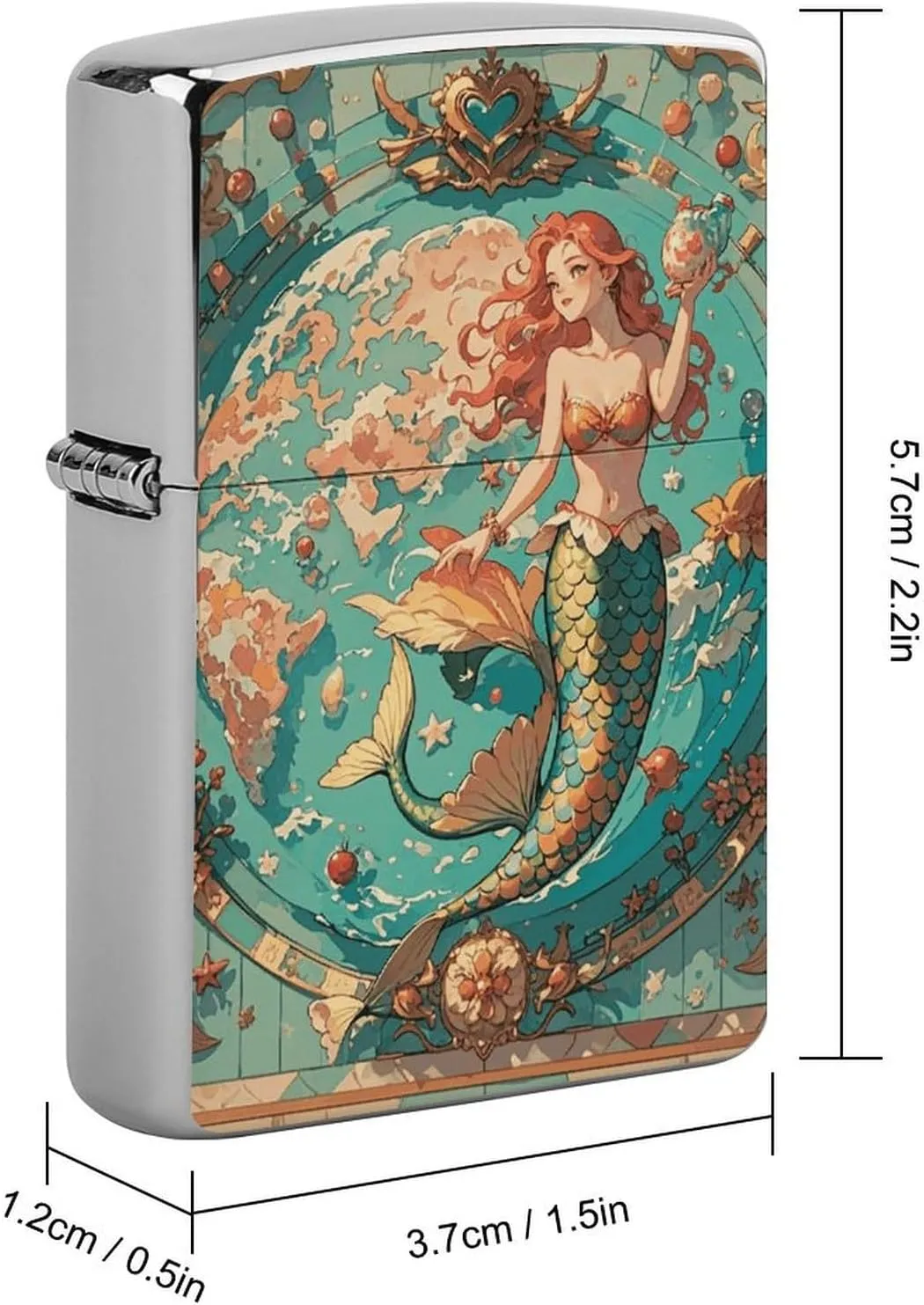 Vintage Outer Banks Map with Mermaids Lighter Case, Personalized Metal Lighter Sleeve, Double-Sided Lighters Cover for Standard Lighters, Stylish & Unique Idea