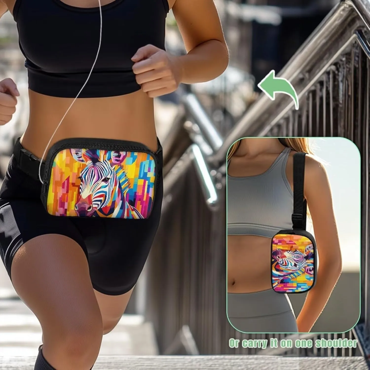 Waist Bag for Women Abstract Zebra Art Waist Pack Travel Hiking Outdoor Fitness Fanny Pack with Adjustable Strap Soft Polyester Waist Bag with Smooth Zipper for Everyday Use