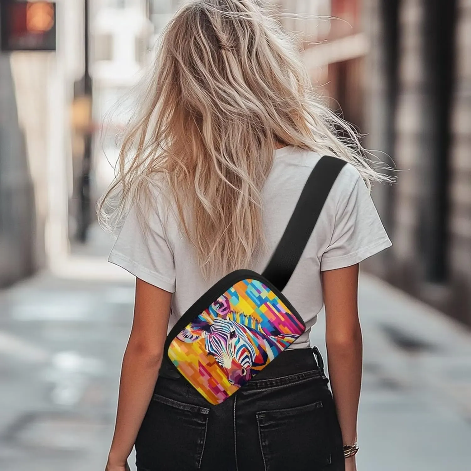 Waist Bag for Women Abstract Zebra Art Waist Pack Travel Hiking Outdoor Fitness Fanny Pack with Adjustable Strap Soft Polyester Waist Bag with Smooth Zipper for Everyday Use