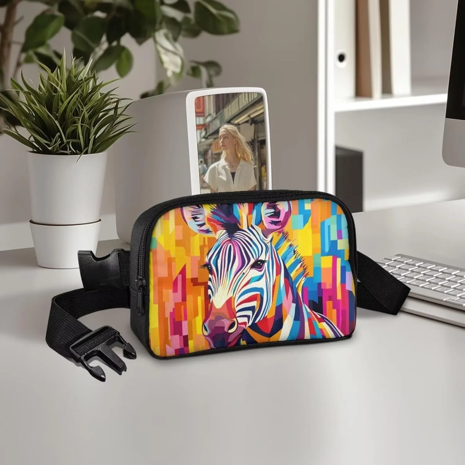 Waist Bag for Women Abstract Zebra Art Waist Pack Travel Hiking Outdoor Fitness Fanny Pack with Adjustable Strap Soft Polyester Waist Bag with Smooth Zipper for Everyday Use