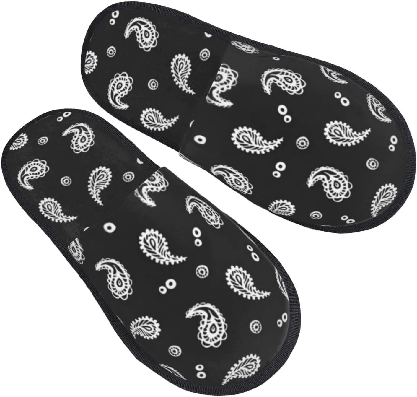 Warm Furry Slippers Indoor Plush Shoes Paisley Ethnic Pattern Non-Slip House Slippers For Men And Women