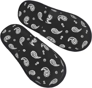 Warm Furry Slippers Indoor Plush Shoes Paisley Ethnic Pattern Non-Slip House Slippers For Men And Women