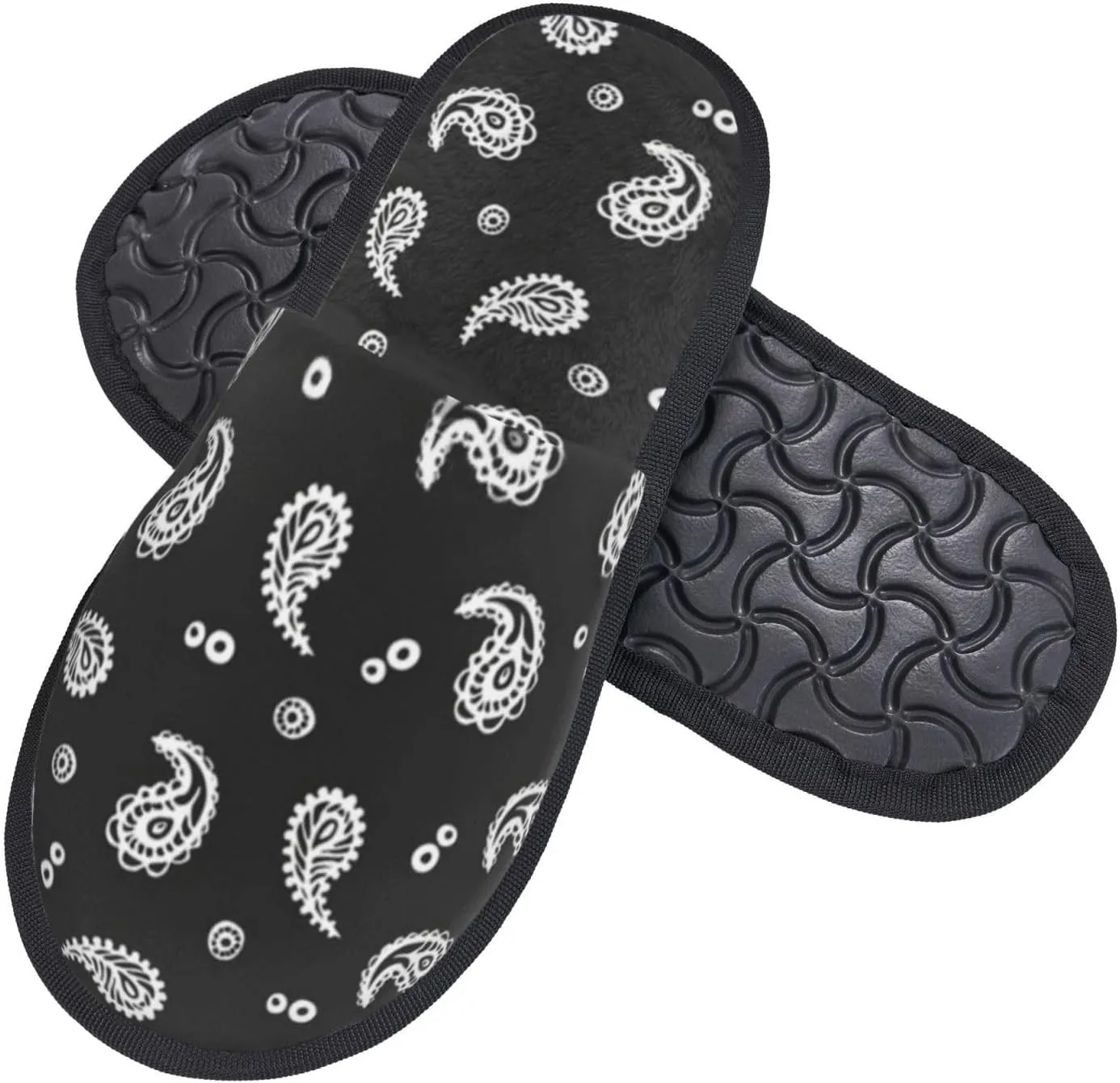Warm Furry Slippers Indoor Plush Shoes Paisley Ethnic Pattern Non-Slip House Slippers For Men And Women