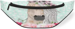 Watercolor Horse Wreath Fanny Pack for Women Men Waist Pack Crossbody Bag with Adjustable Belt for Travel Hiking Running Cycling Festivals