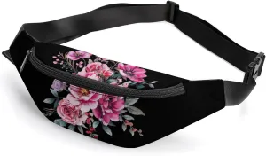 Watercolor Wild Flower Bouquet Crossbody Fanny Pack Waist Packs Adjustable Shoulder Bags Sling Bag for Hiking Running Cycling