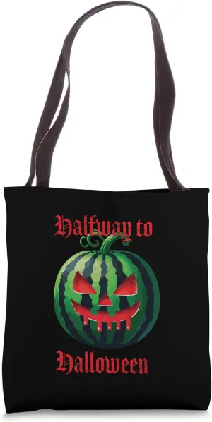 Watermelon Jack-O-Lantern Halfway To Halloween Spooky Summer Tote Bag