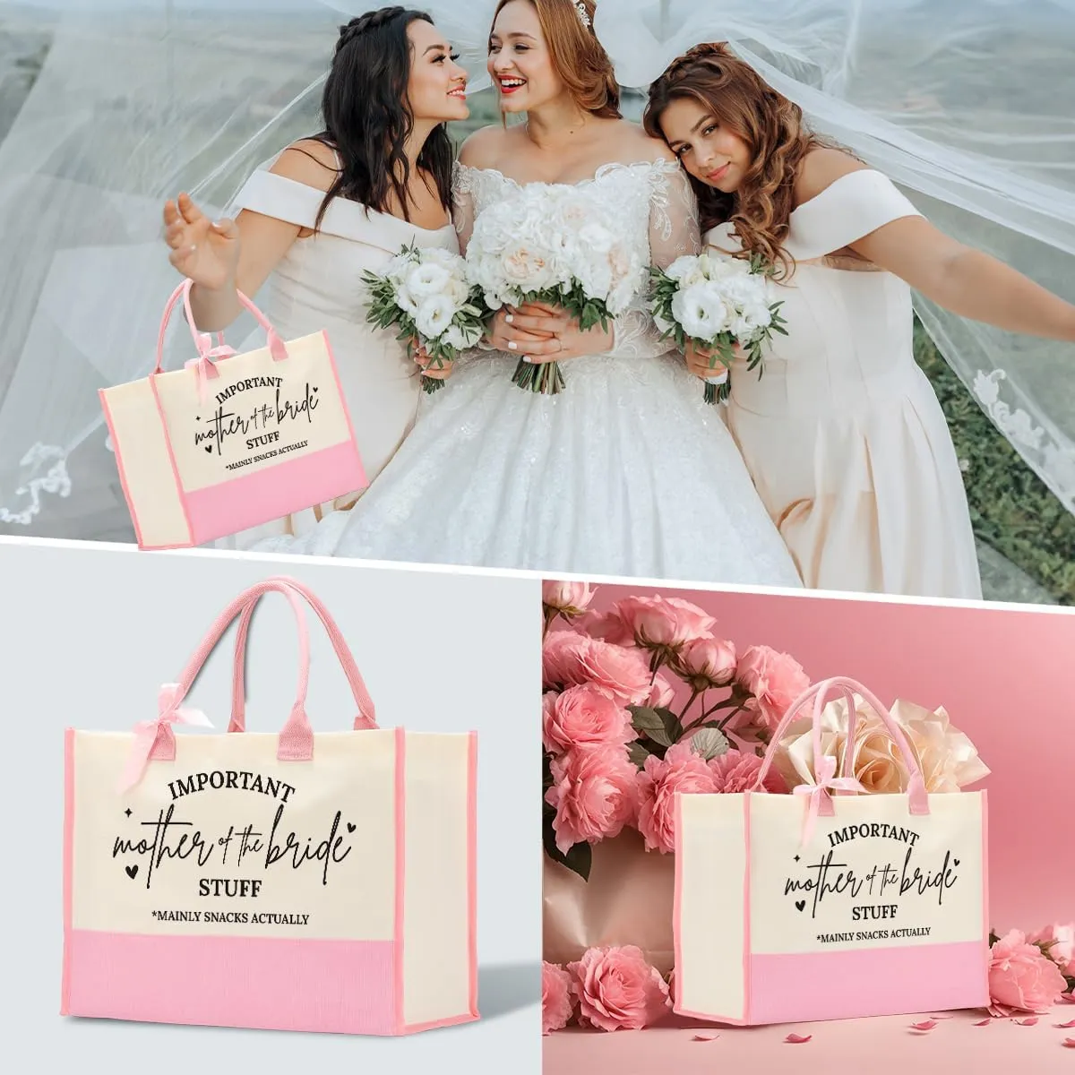 Wedding gift bag for women, Canvas Tote Bag Gifts for Officiant Mother Bride Bridesmaid