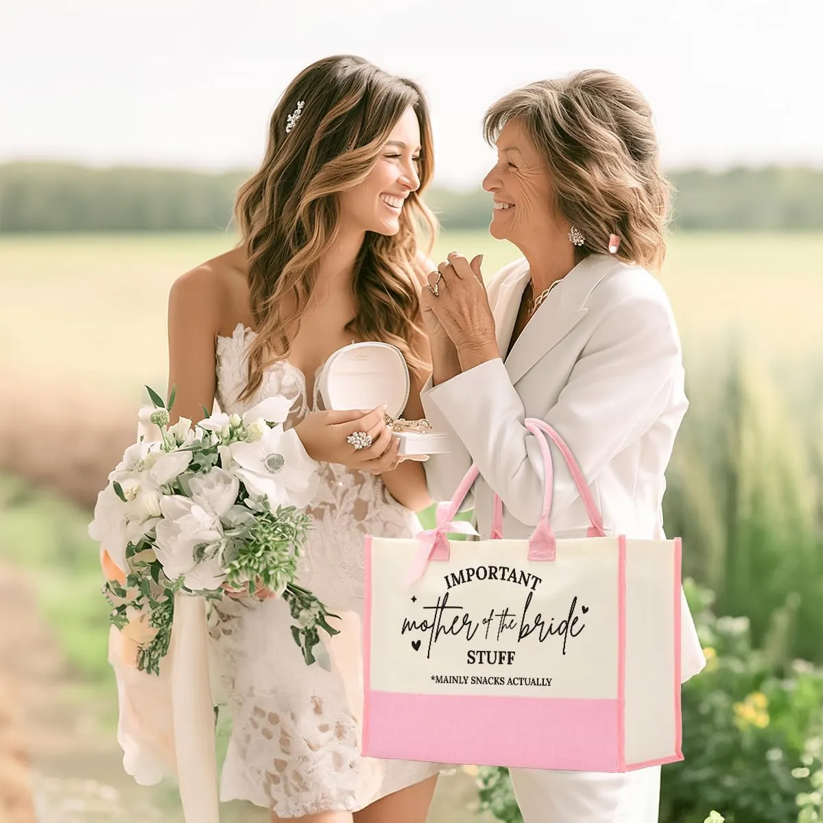Wedding gift bag for women, Canvas Tote Bag Gifts for Officiant Mother Bride Bridesmaid