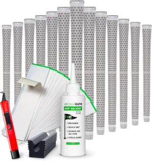 Wedge Guys GLP Velvet Golf Grips 13 Pack with Deluxe Grip Kit | All Weather Performance with Tour Level Traction | in White/Black & Standard/Midsize