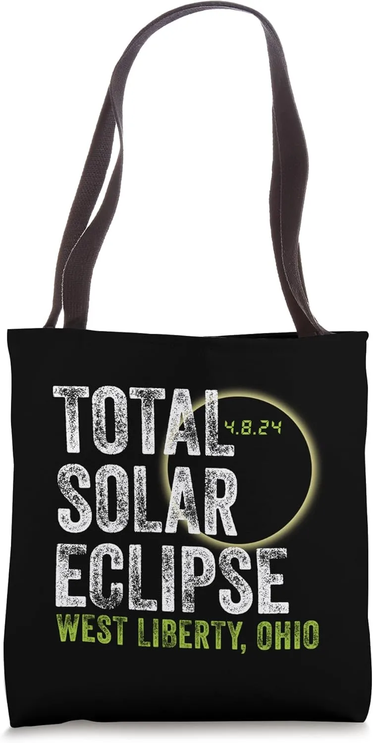 West Liberty Ohio 2024 Total Solar Eclipse Path of Totality Tote Bag