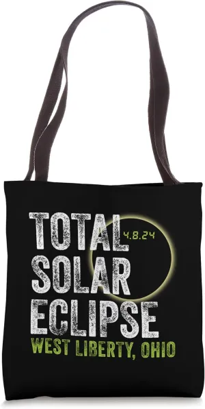 West Liberty Ohio 2024 Total Solar Eclipse Path of Totality Tote Bag