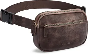 WESTBRONCO Fanny Packs for Women, Fashion Waist Packs with Adjustable Strap, PU Leather Belt Bag with Multi-Pockets, Small Crossbody Purse, Coffee
