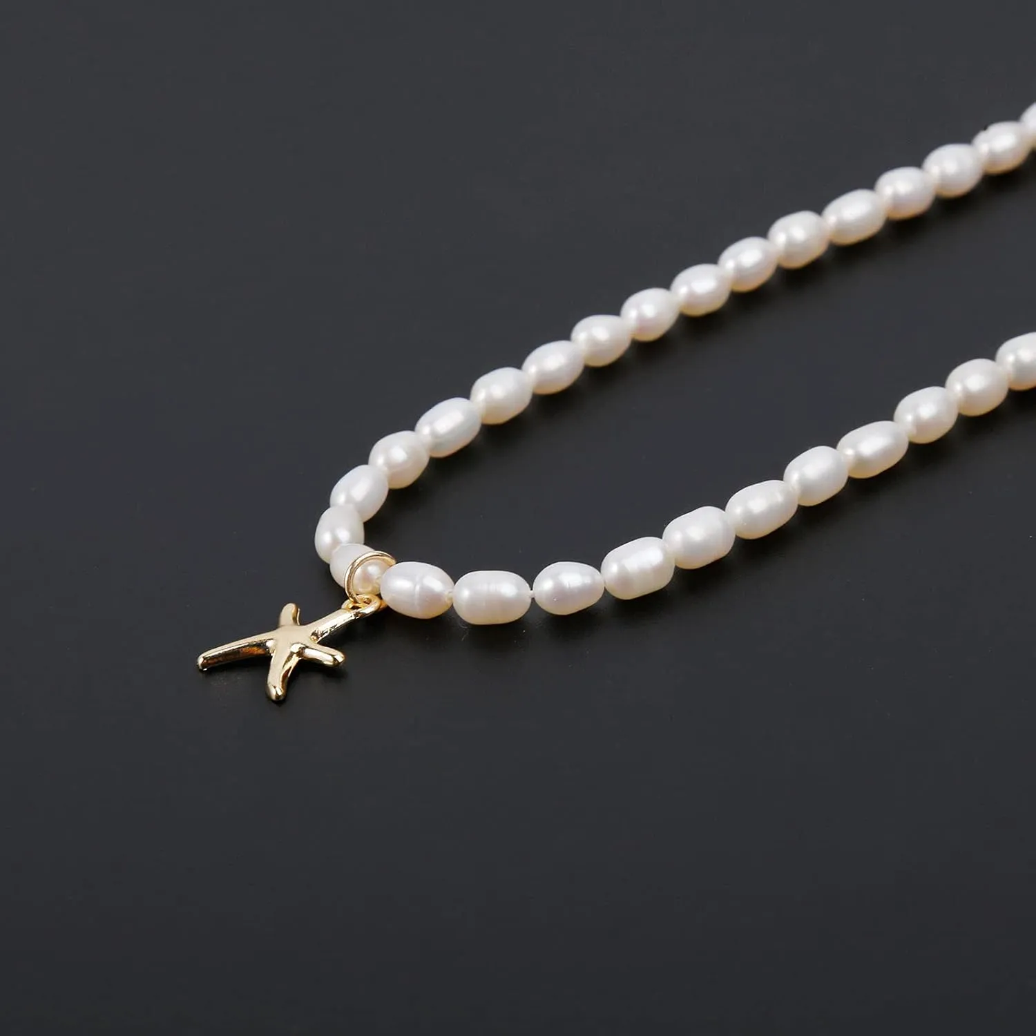 wgoud Natural Freshwater Pearl Choker Necklace for Women, Trendy 14K Gold Plated Pearl Necklaces Handmade Jewelry Gift