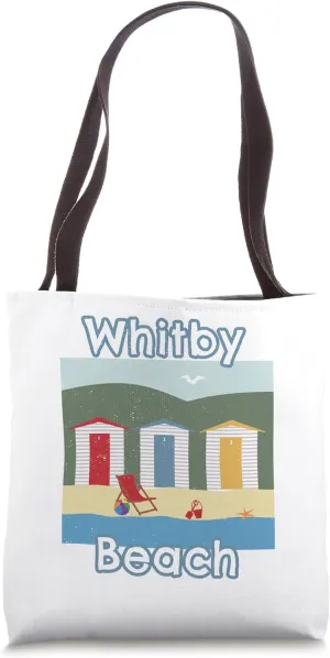 Whitby Beach United Kingdom England Vacation Bath House Tote Bag