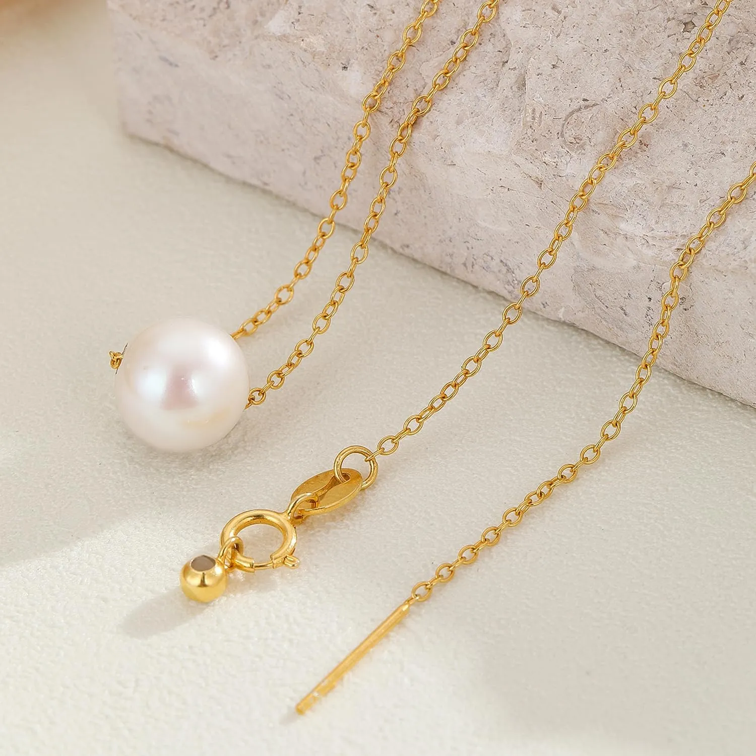 White Freshwater Pearl Pendant Necklace for Women - AAA  Quality Pearl Necklace for Women With 925 Sterling Silver Chain