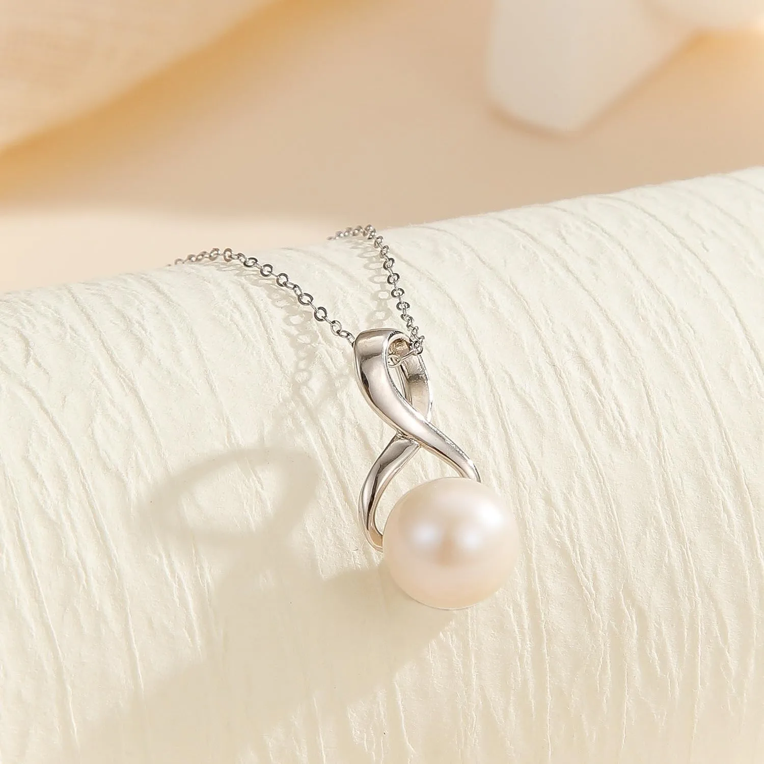 White Freshwater Pearl Pendant Necklace for Women - AAA  Quality Pearl Necklace for Women With 925 Sterling Silver Chain