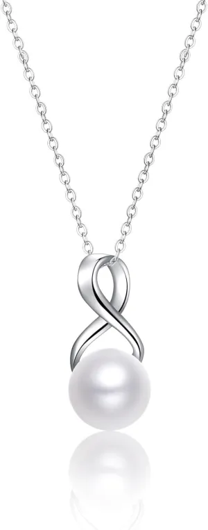 White Freshwater Pearl Pendant Necklace for Women - AAA  Quality Pearl Necklace for Women With 925 Sterling Silver Chain