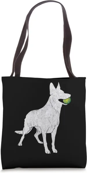 White German Shepherd Silhouette GSD Tennis Ball Dog Tote Bag