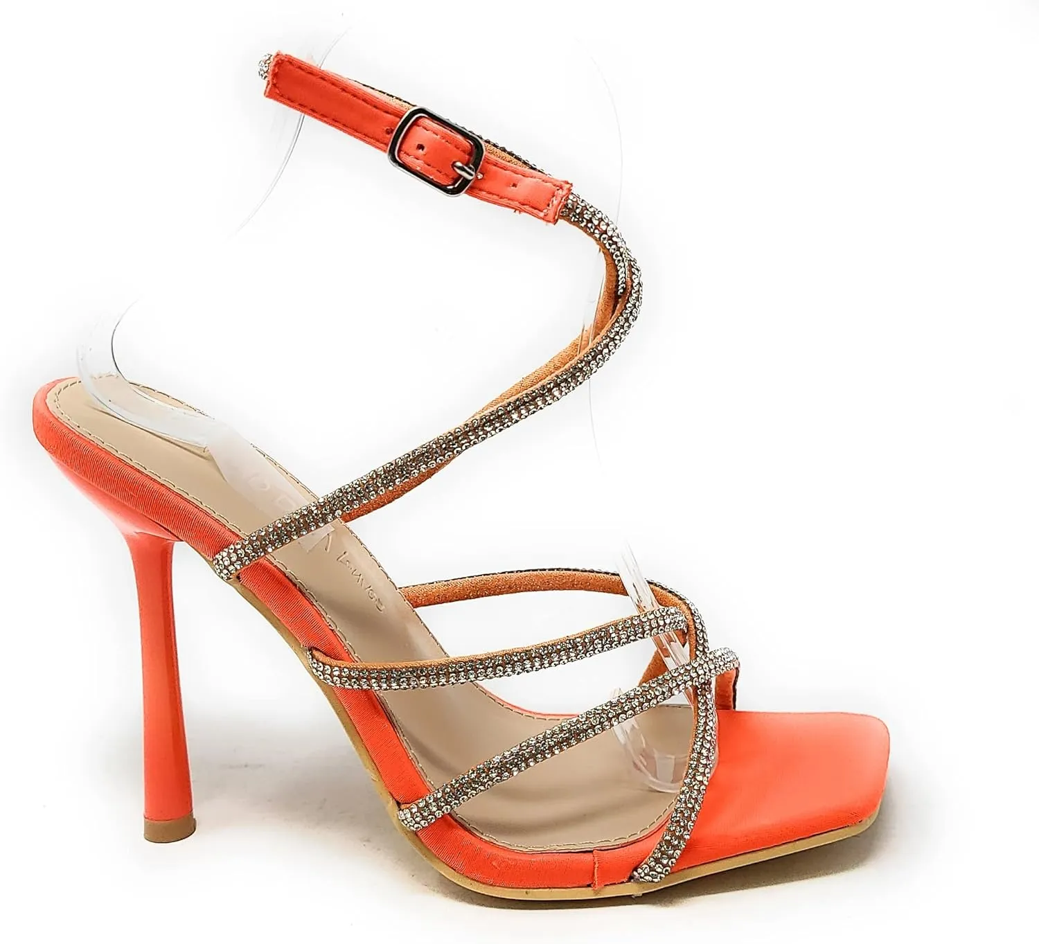 Wild Diva Women's Square Toe Rhinestone Embellished Straps Formal Stiletto High Heels Narala-12