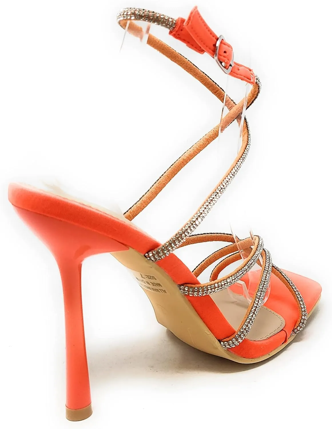 Wild Diva Women's Square Toe Rhinestone Embellished Straps Formal Stiletto High Heels Narala-12