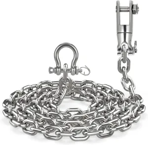 Windlass Boat Anchor Chain - 316 Stainless Steel G4 HT Short-Link Heavier Type 1/4" Chain with Bow Shackles and Boat Anchor Swivel Connector