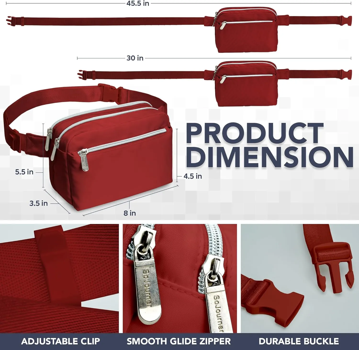 Wine Red Crossbody Belt Bag for Women – Stylish Fanny Pack, Functional and Fashion Waist Packs for Travel, Festivals, and Everyday Use
