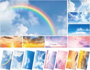 Wiooffen 8 Pcs Fluorescent Light Covers with 80 Magnets Decorative for Classroom Ceiling Light 4x2 Feet Magnetic Filter Easy Install for Office Hospitals & Home Drop Ceiling Supplies(Rainbow Sky)