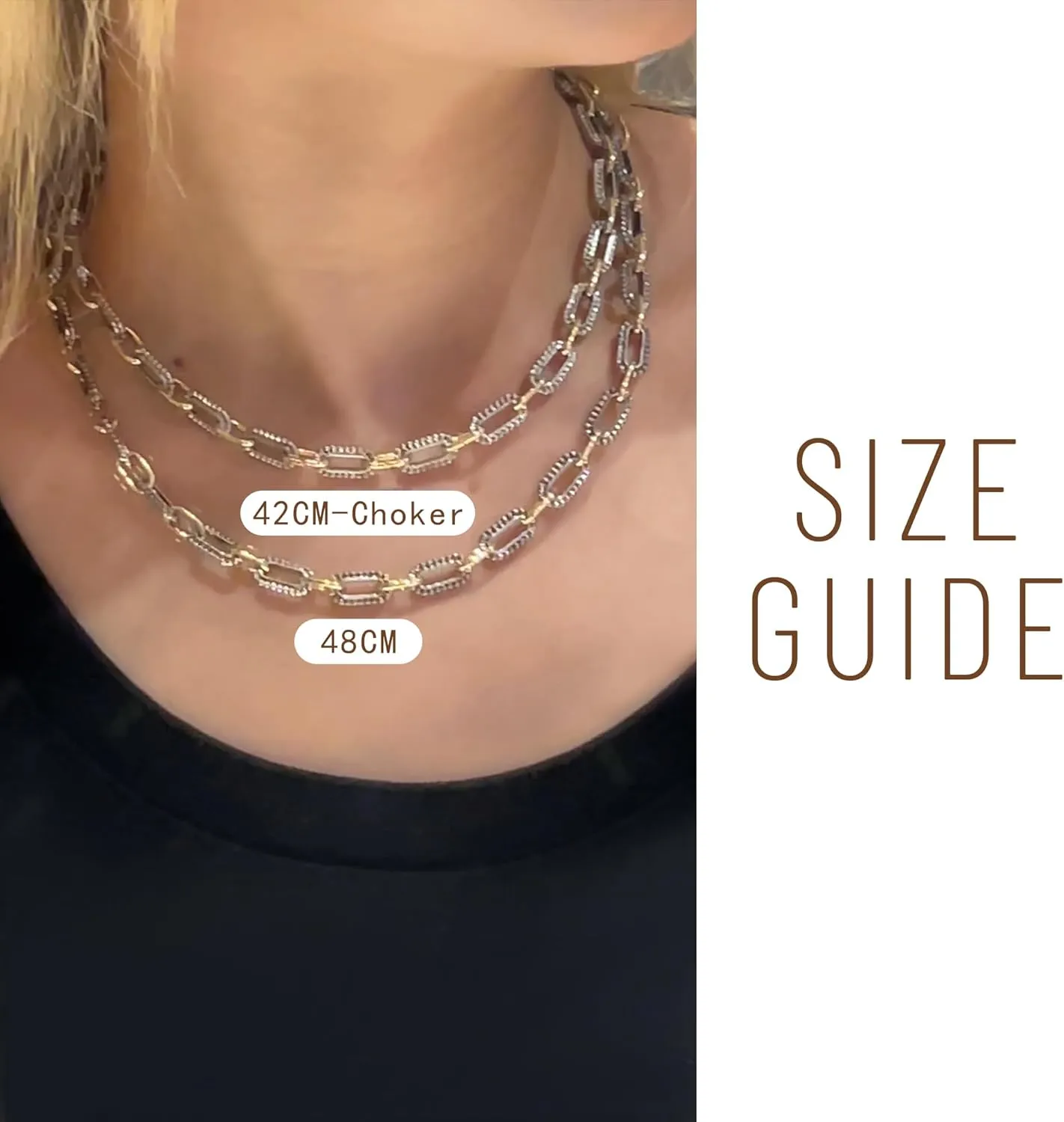 Wire Cable Necklaces for Women, Two Tone Link Chain Necklaces Circles Gold and Silver Adjustable Necklaces Classic Designer Costume Jewelry for Women Gifts