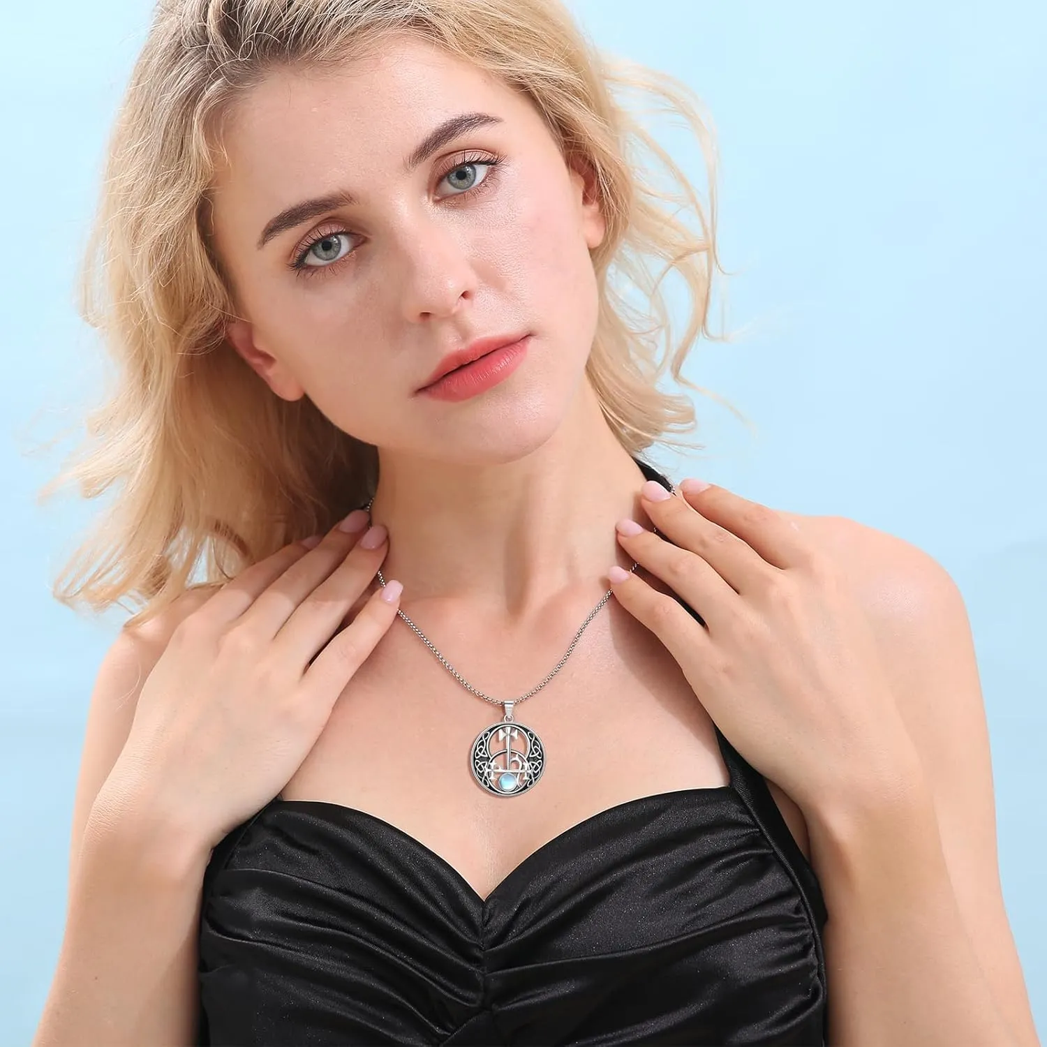 Witches Knot/Sigil of Lilith/Star of David Necklace 925 Sterling Silver Eye Necklace for Women & Girls Protection Amulet Necklace Evil Eye Witch Pendant Wiccan Jewelry Gifts