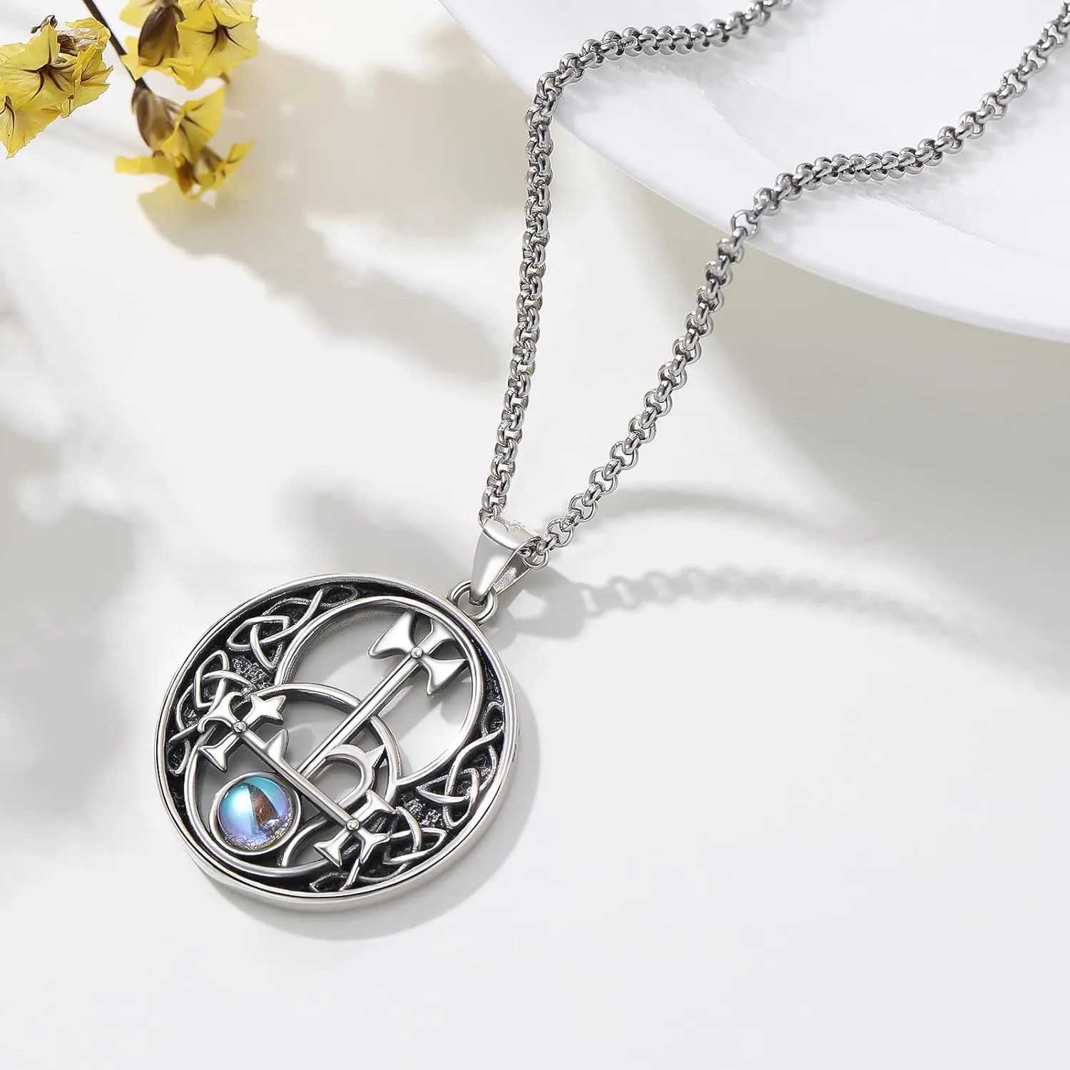 Witches Knot/Sigil of Lilith/Star of David Necklace 925 Sterling Silver Eye Necklace for Women & Girls Protection Amulet Necklace Evil Eye Witch Pendant Wiccan Jewelry Gifts