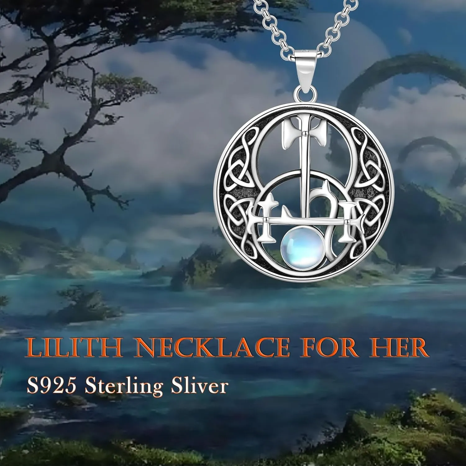Witches Knot/Sigil of Lilith/Star of David Necklace 925 Sterling Silver Eye Necklace for Women & Girls Protection Amulet Necklace Evil Eye Witch Pendant Wiccan Jewelry Gifts