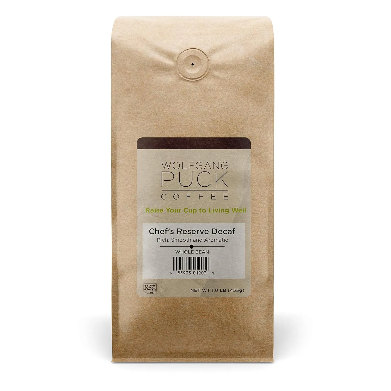 Wolfgang Puck Coffee, Chef's Reserve Decaf, Whole Bean Coffee, 1-Pound