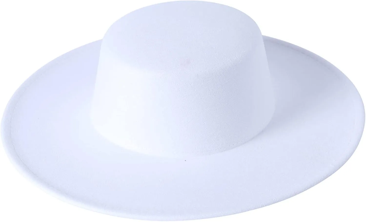 Women Classic Felt Church Hats British Style Wide Brim Top Fedora Hat Wedding Dress Up Jazz Cap Boater Hat