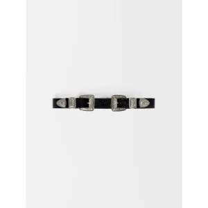 Women Double Buckle Belt  - Black