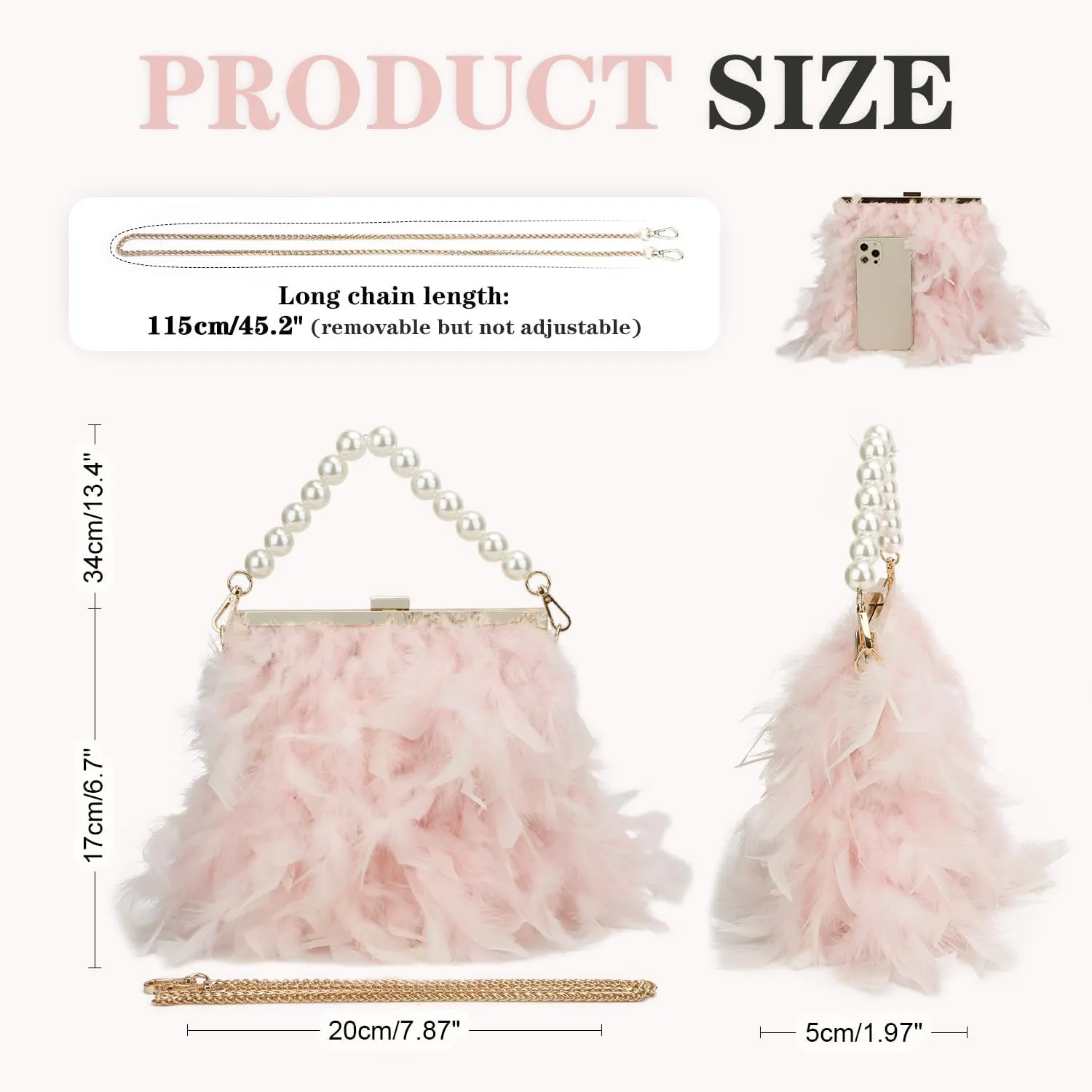 Women Feather Clutch Purses Fluffy Feather Evening Handbags for Wedding Banquet Party