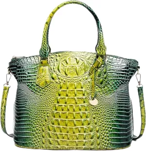 Women Purse Vegan Leather Crocodile-Embossed Pattern With Removable Shoulder Strap Top Handle Large Shoulder Bags