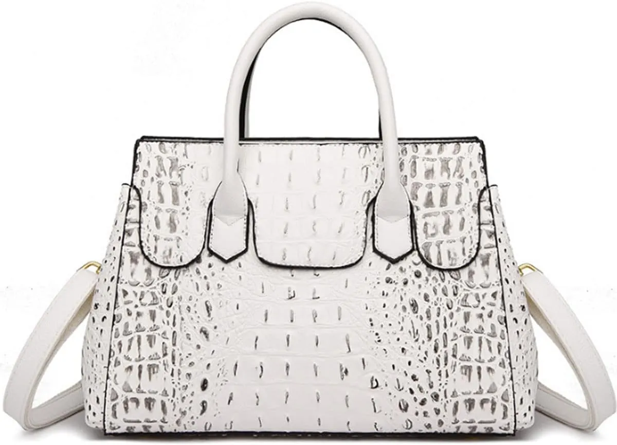 Women Satchel Bag PU Leather Crocodile-Embossed Pattern With Top Handle Shoulder Bags Handbags Fashion Purses Totes