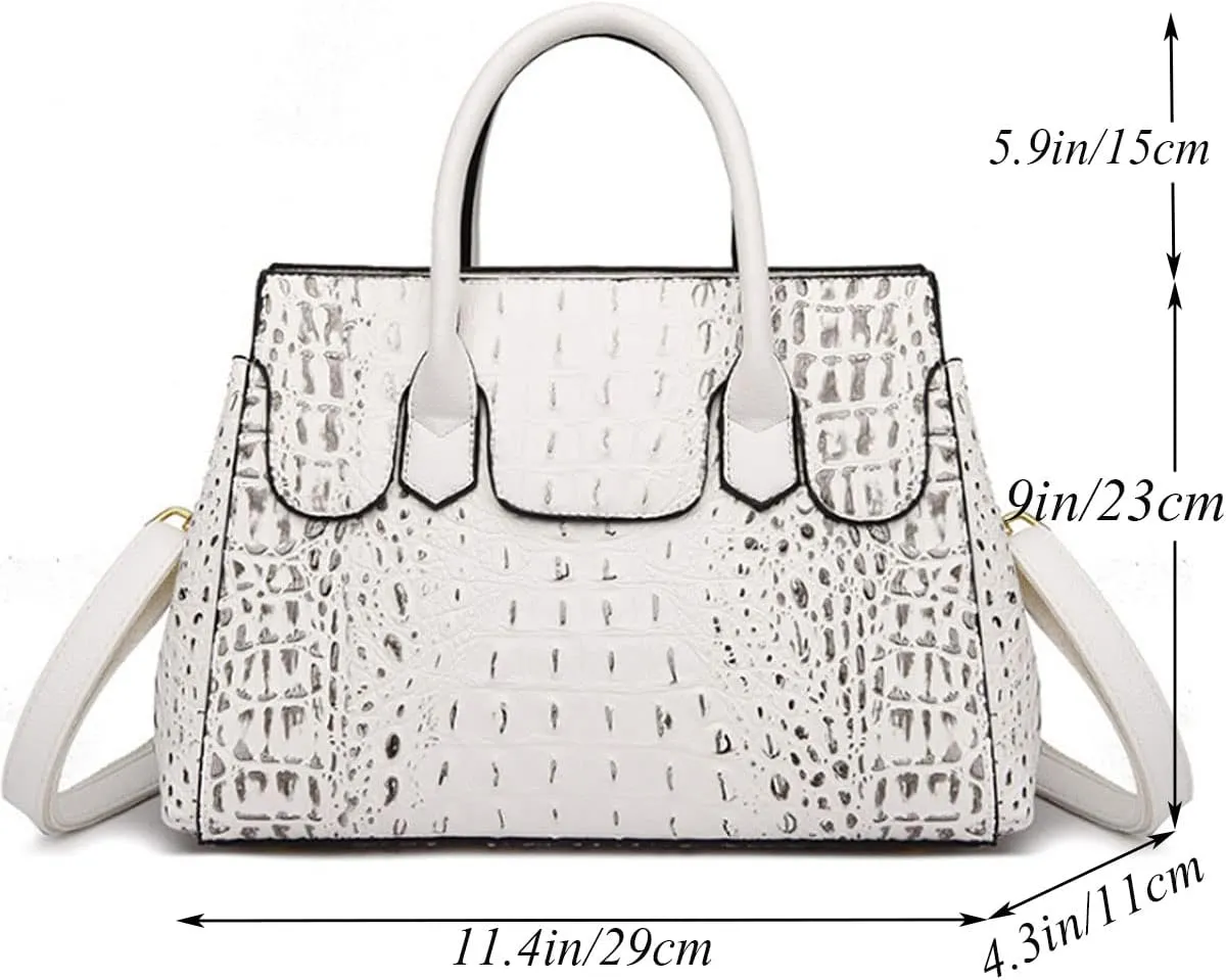 Women Satchel Bag PU Leather Crocodile-Embossed Pattern With Top Handle Shoulder Bags Handbags Fashion Purses Totes