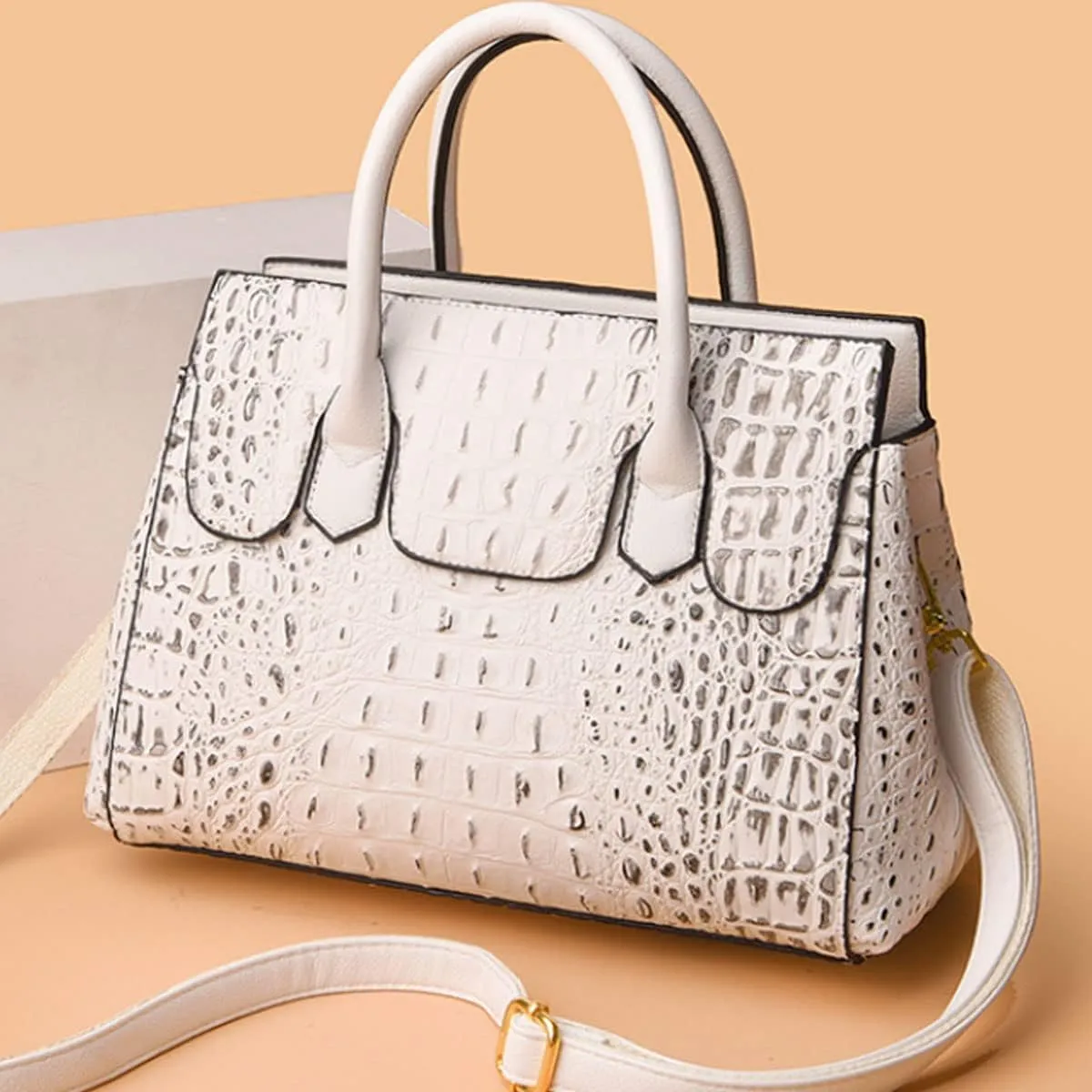 Women Satchel Bag PU Leather Crocodile-Embossed Pattern With Top Handle Shoulder Bags Handbags Fashion Purses Totes