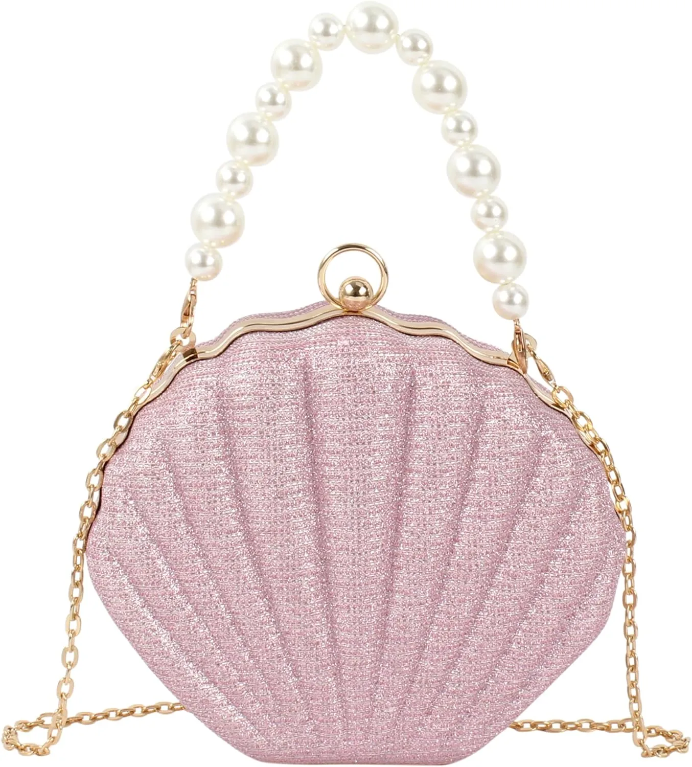 Women Seashell Evening Bag Purse Mermaid Chain Strap Clutch Handbag Shoulder Bag