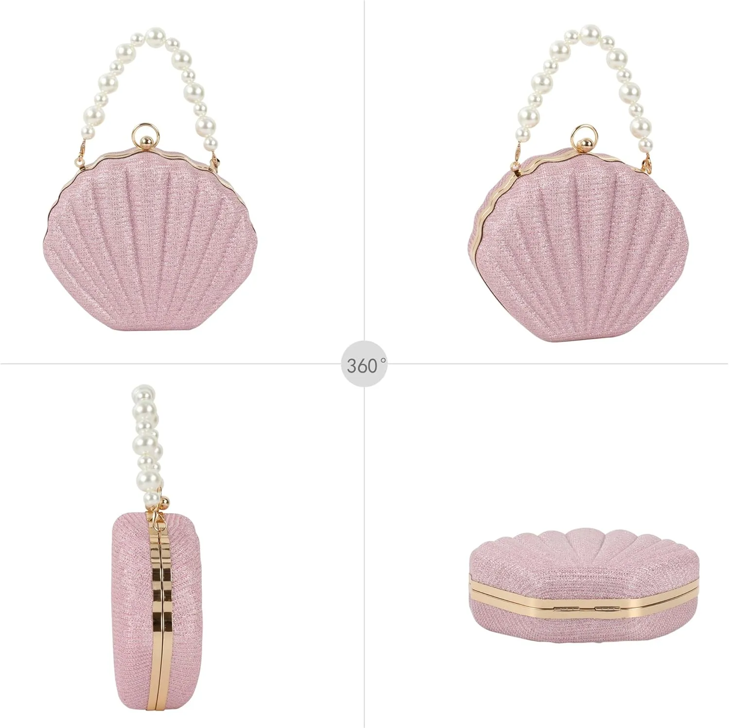 Women Seashell Evening Bag Purse Mermaid Chain Strap Clutch Handbag Shoulder Bag