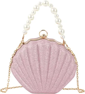 Women Seashell Evening Bag Purse Mermaid Chain Strap Clutch Handbag Shoulder Bag