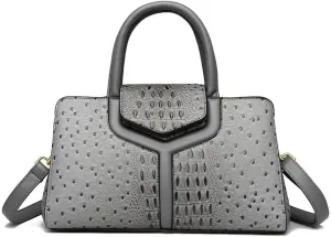 Women Top Handle Handbags Embossed Design Satchel Bag Crocodile Pattern Horizontal Long Purse Flap Shoulder Bag Totes